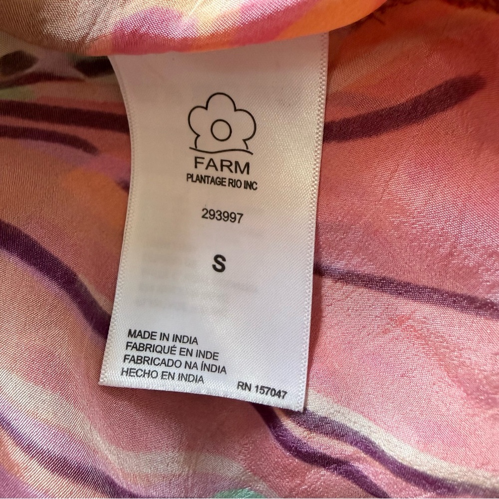 Farm Rio Tropical Fruit Tiered Midi Dress Beaded Straps Resort S - Picture 7 of 10